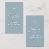 ほこりっぽい青いバプテスマメッセージカード プレイスカード (正面/裏面)