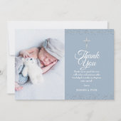 ほこりっぽい青いバプテスマ写真シルバーサンキュー サンキューカード (正面)