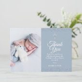 ほこりっぽい青いバプテスマ写真シルバーサンキュー サンキューカード (スタンド正面)