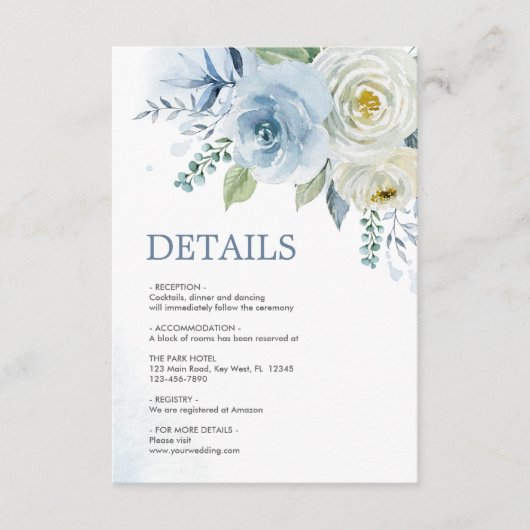 ほこりっぽい青いバラフローラ詳細エンクロージャカード エンクロージャーカード (正面)