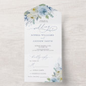 ほこりっぽい青いバラ結婚の花 オールインワン招待状 (内側)