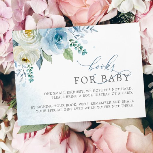 ほこりっぽい青いバラ花ブックリクエストカード エンクロージャーカード