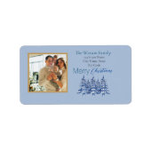 ほこりっぽい青いパゴダのクリスマスツリー1 – 写真 ラベル (正面)