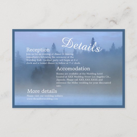 ほこりっぽい青いパステルの森結婚の風景 エンクロージャーカード (正面)