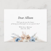 ほこりっぽい青いパンパスグラスが花の飾りになる インビテーションポストカード (裏面)