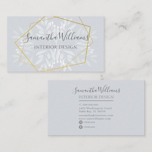 ほこりっぽい青いフローラと幾何学的 名刺 (正面/裏面)