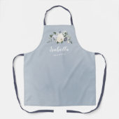 ほこりっぽい青いフローラのパーソナライズされた花嫁 エプロン (正面)