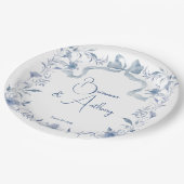 ほこりっぽい青いフローラの緑のリボエレガントカスタムン ペーパープレート (アングル)