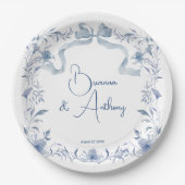 ほこりっぽい青いフローラの緑のリボエレガントカスタムン ペーパープレート (正面)