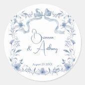 ほこりっぽい青いフローラの緑のリボエレガントカスタムン ラウンドシール (正面)