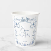 ほこりっぽい青いフローラの緑のリボエレガントカスタムン 紙コップ (正面)