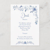 ほこりっぽい青いフローラの緑のリボンエレガントな結婚式 エンクロージャーカード (正面)