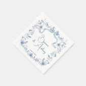 ほこりっぽい青いフローラの緑のリボンエレガントな結婚式 スタンダードカクテルナプキン (角)