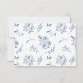 ほこりっぽい青いフローラの緑のリボンエレガントな結婚式 出欠カード (裏面)