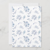 ほこりっぽい青いフローラの緑のリボンエレガントな結婚式 招待状 (裏面)