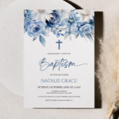 ほこりっぽい青いフローラの花の洗礼 招待状