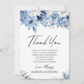 ほこりっぽい青いフローラの花カスタムの写真 サンキューカード (正面)