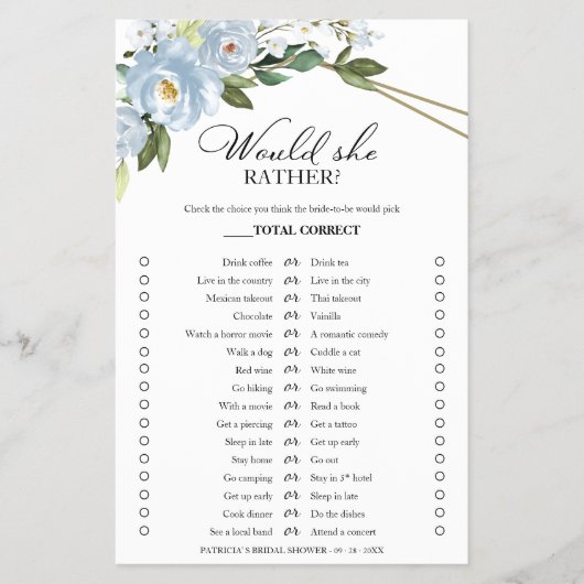 ほこりっぽい青いフローラは彼女はむしろゲームのチラシだろう チラシ (正面)