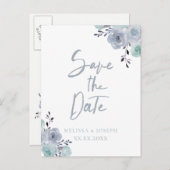 ほこりっぽい青いフローラは日付を保存 案内ポストカード (正面/裏面)