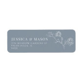 ほこりっぽい青いフローラエレガント差出人住所ラベル ラベル (正面)