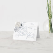 ほこりっぽい青いフローラエレガント書 サンキューカード (正面)