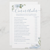 ほこりっぽい青いフローラオーバーまたはブライダルシャワーゲーム (正面/裏面)