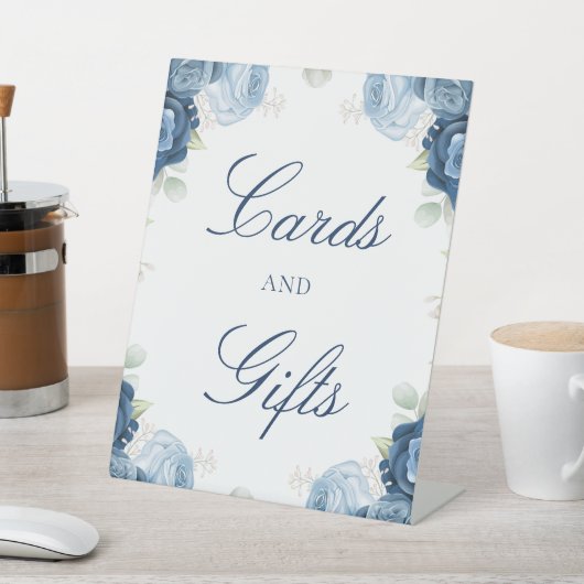 ほこりっぽい青いフローラカードとギフト 台座サイン (インサイチュ)