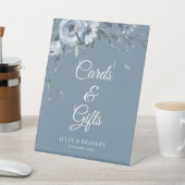 ほこりっぽい青いフローラカードと結婚ギフトの看板 台座サイン (インサイチュ)
