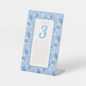 ほこりっぽい青いフローラシーティングチャートテーブル# 台座サイン (正面)