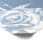 ほこりっぽい青いフローラシーティングチャート ポスター (角)