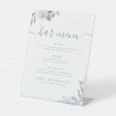 ほこりっぽい青いフローラスクリプト素朴なバーメニュー 台座サイン (正面)