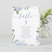 ほこりっぽい青いフローラテーブル番号座席表 招待状 (スタンド正面)