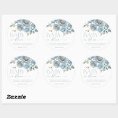 ほこりっぽい青いフローラバラベビーで開花男の子シャワー ラウンドシール (シート)