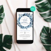 ほこりっぽい青いフローラフレーム冬の赤ちゃんシャワー 招待状