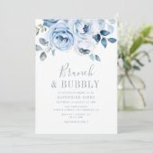 ほこりっぽい青いフローラブランチ&バブリー 招待状 (スタンド正面)