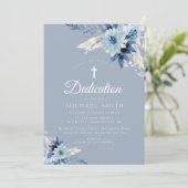 ほこりっぽい青いフローラモダンの献身的な招待 招待状 (スタンド正面)