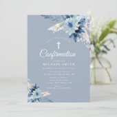 ほこりっぽい青いフローラモダンの確認 招待状 (スタンド正面)