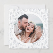 ほこりっぽい青いフローラリースboho日付写真を保存 (裏面)