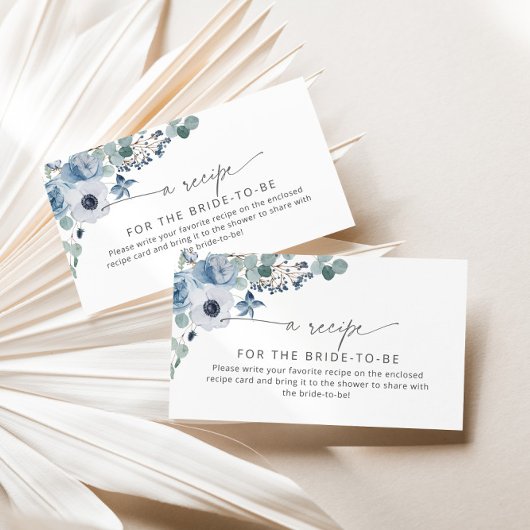 ほこりっぽい青いフローラレシピカードの挿入 エンクロージャーカード