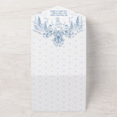 ほこりっぽい青いフローラヴィンテージテディベア赤ちゃんシャワー オールインワン招待状 (外側)