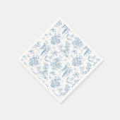 ほこりっぽい青いフローラヴィンテージテディベア赤ちゃんシャワー スタンダードカクテルナプキン (角)