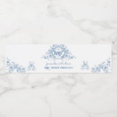 ほこりっぽい青いフローラヴィンテージテディベア赤ちゃんシャワー ペットボトルラベル (シングルラベル)