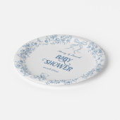 ほこりっぽい青いフローラヴィンテージテディベア赤ちゃんシャワー ペーパープレート (アングル)