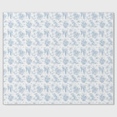 ほこりっぽい青いフローラヴィンテージテディベア赤ちゃんシャワー ラッピングペーパー (フラット)