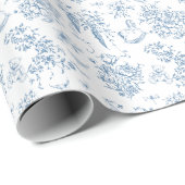 ほこりっぽい青いフローラヴィンテージテディベア赤ちゃんシャワー ラッピングペーパー (ロールコーナー)