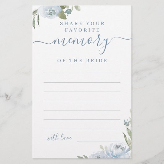 ほこりっぽい青いフローラ共有メモリブライダルシャワー (正面)
