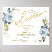 ほこりっぽい青いフローラ書道へようこそ 箔ポスター (正面)