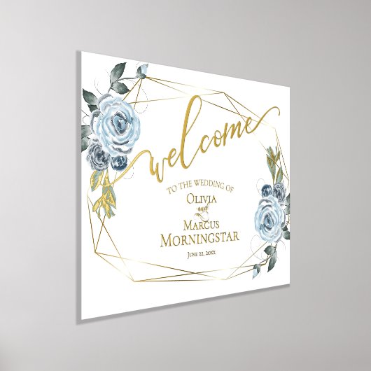 ほこりっぽい青いフローラ書道へようこそ 箔ポスター (レイダウン)