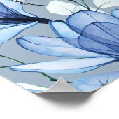 ほこりっぽい青いフローラ確認ウェルカムサイン ポスター (角)