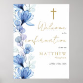 ほこりっぽい青いフローラ確認ウェルカムサイン ポスター (正面)